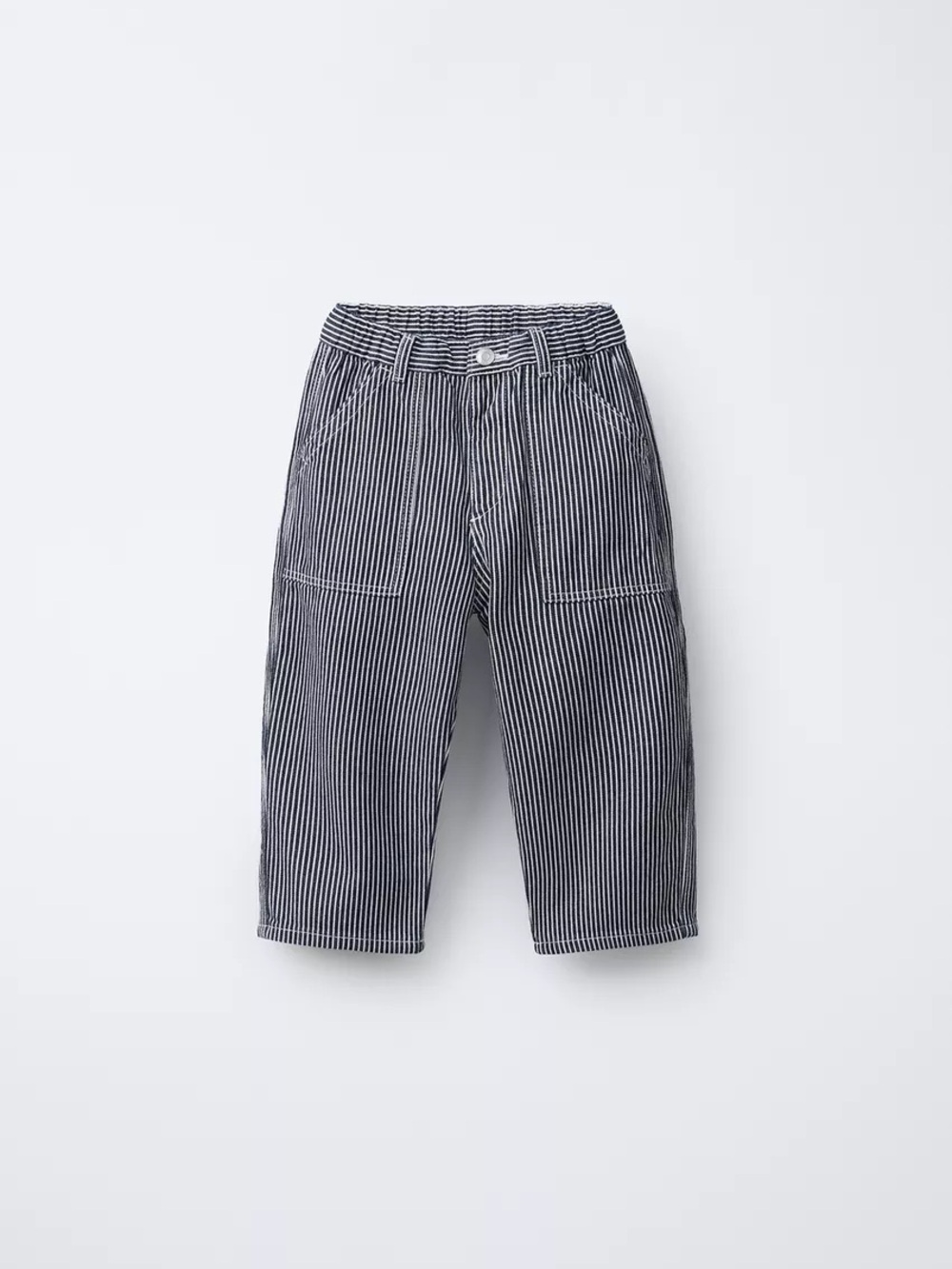 Zara Navy and White Pinstriped Pull-On Kids Pants
